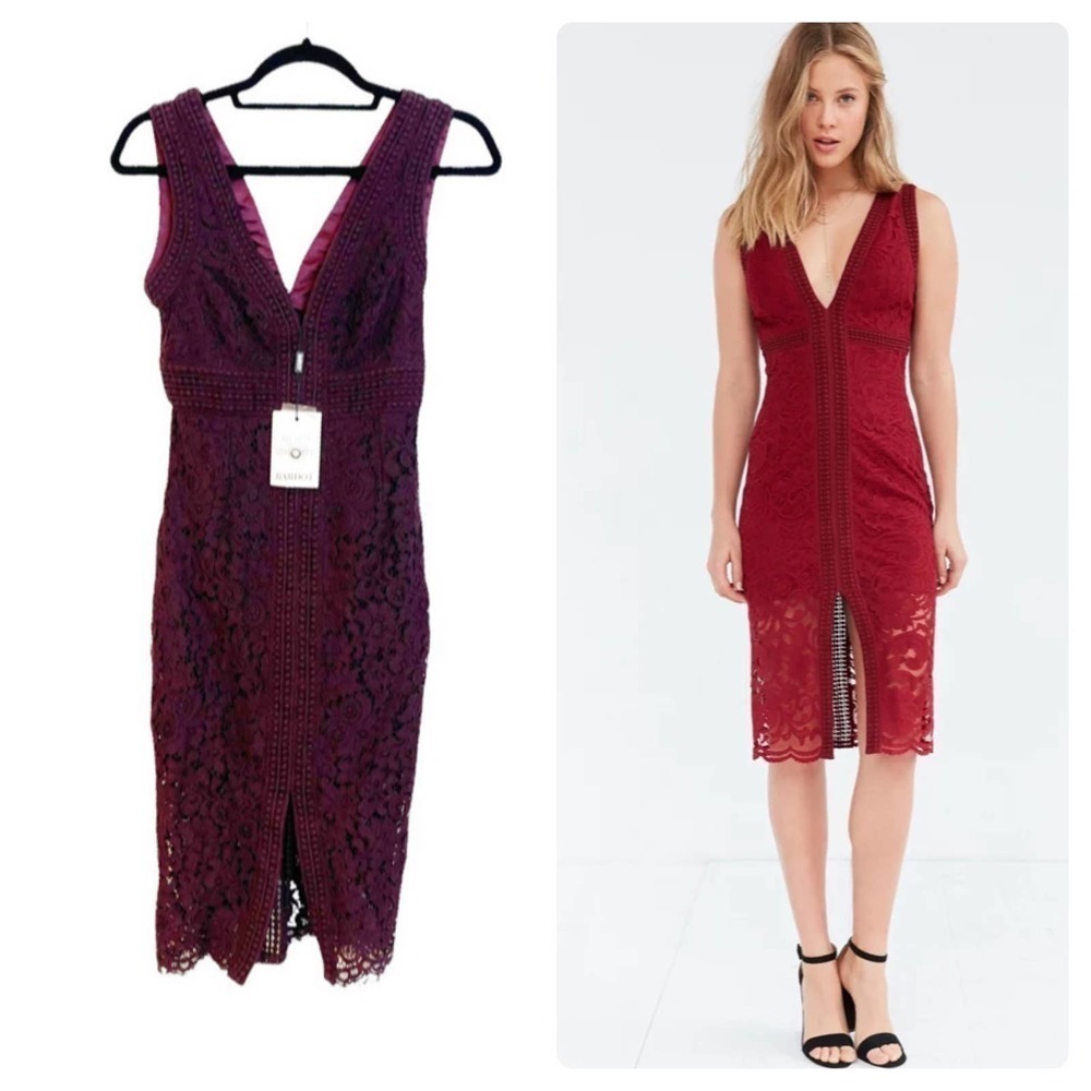 MORGAN WOMEN'S BURGUNDY LACE DRESS Size XS